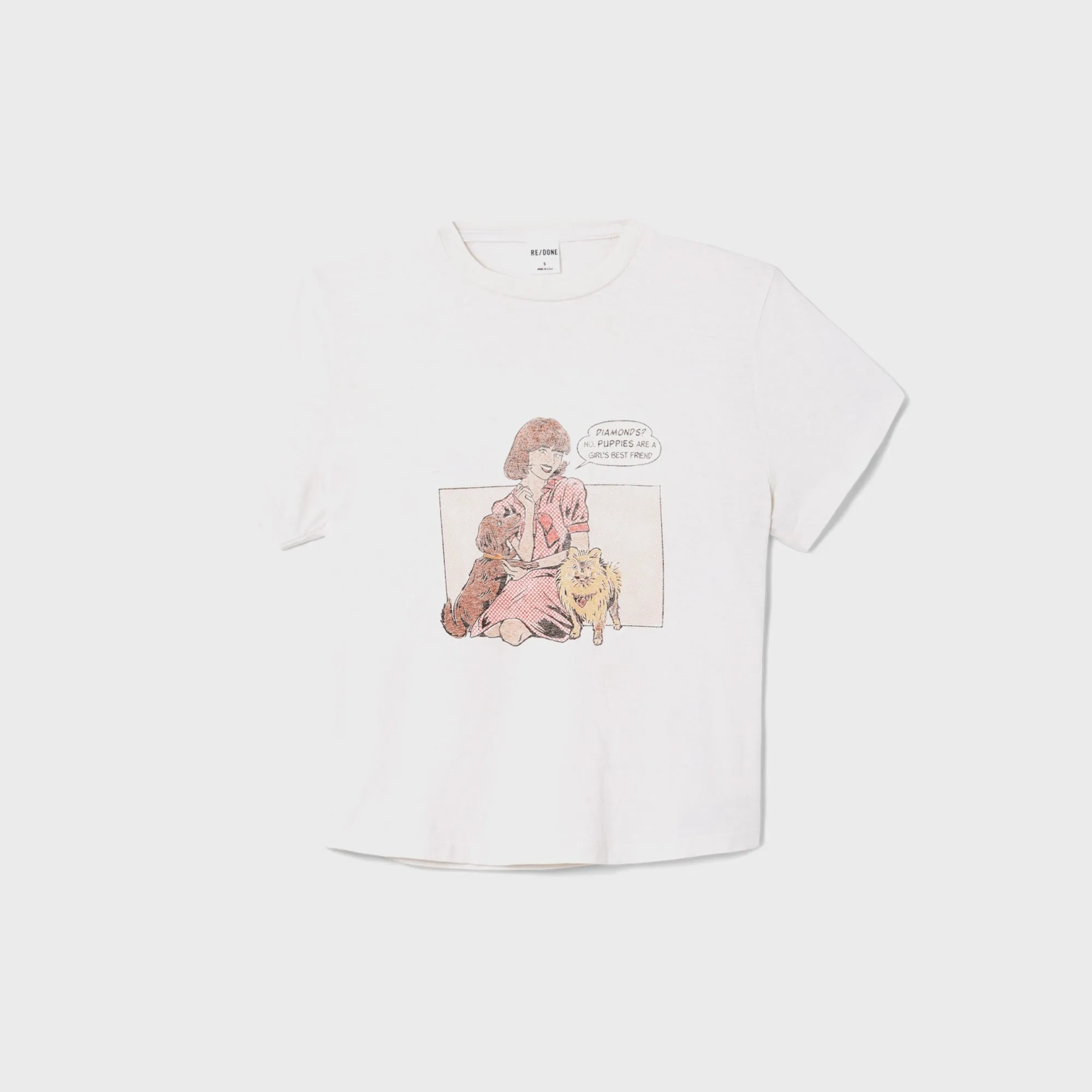 ReDone 50s Boxy Tee Puppies - Vintage White sold by Kith