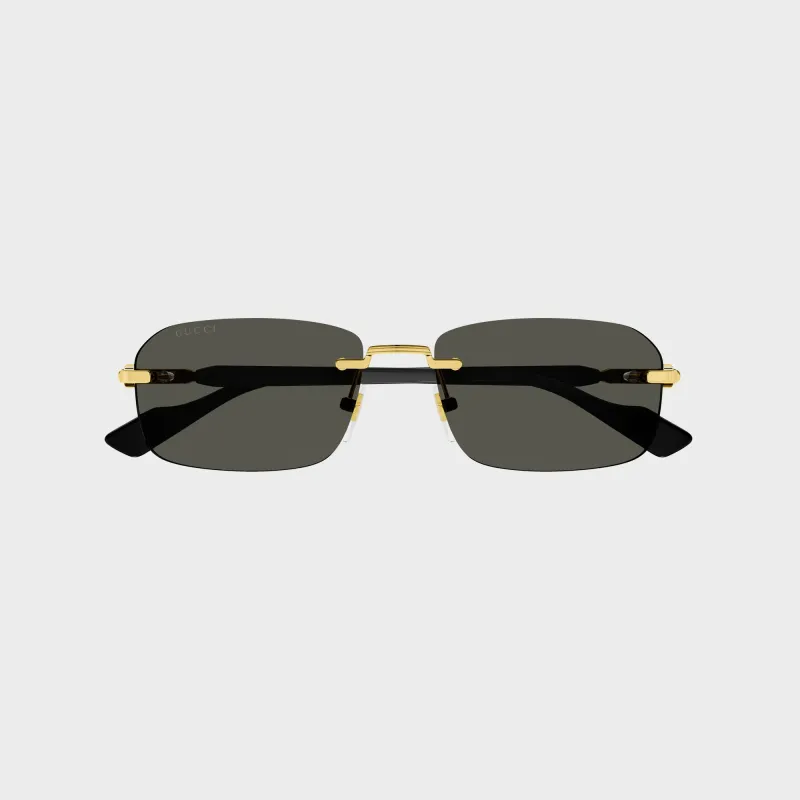 Gucci GG Rectangle Sunglasses - Gold / Black sold by Kith