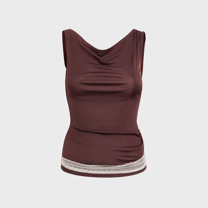 Buci Lace Reese Top - Cocoa sold by Kith