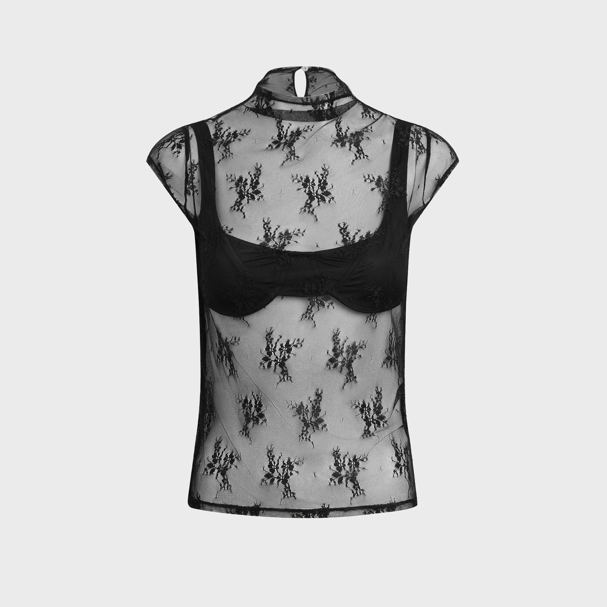 Buci Lace Ember Top - Black Floral sold by Kith