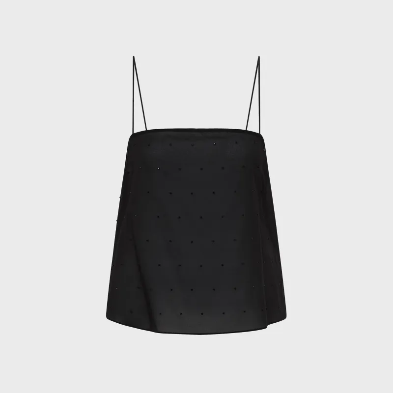 St. Agni Silk Glass Bead Cami - Black sold by Kith