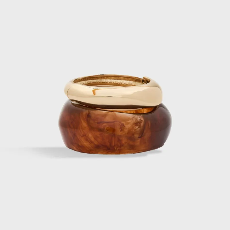 SHASHI Terra Bangle Set - Ivory / Gold / Tortoise sold by Kith