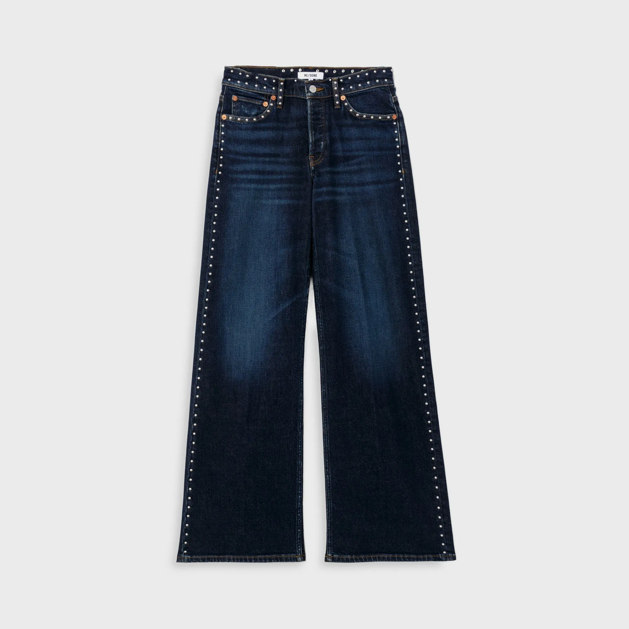 ReDone Studded Mid Rise Wide Leg Jean - Barely Worn Stud sold by Kith