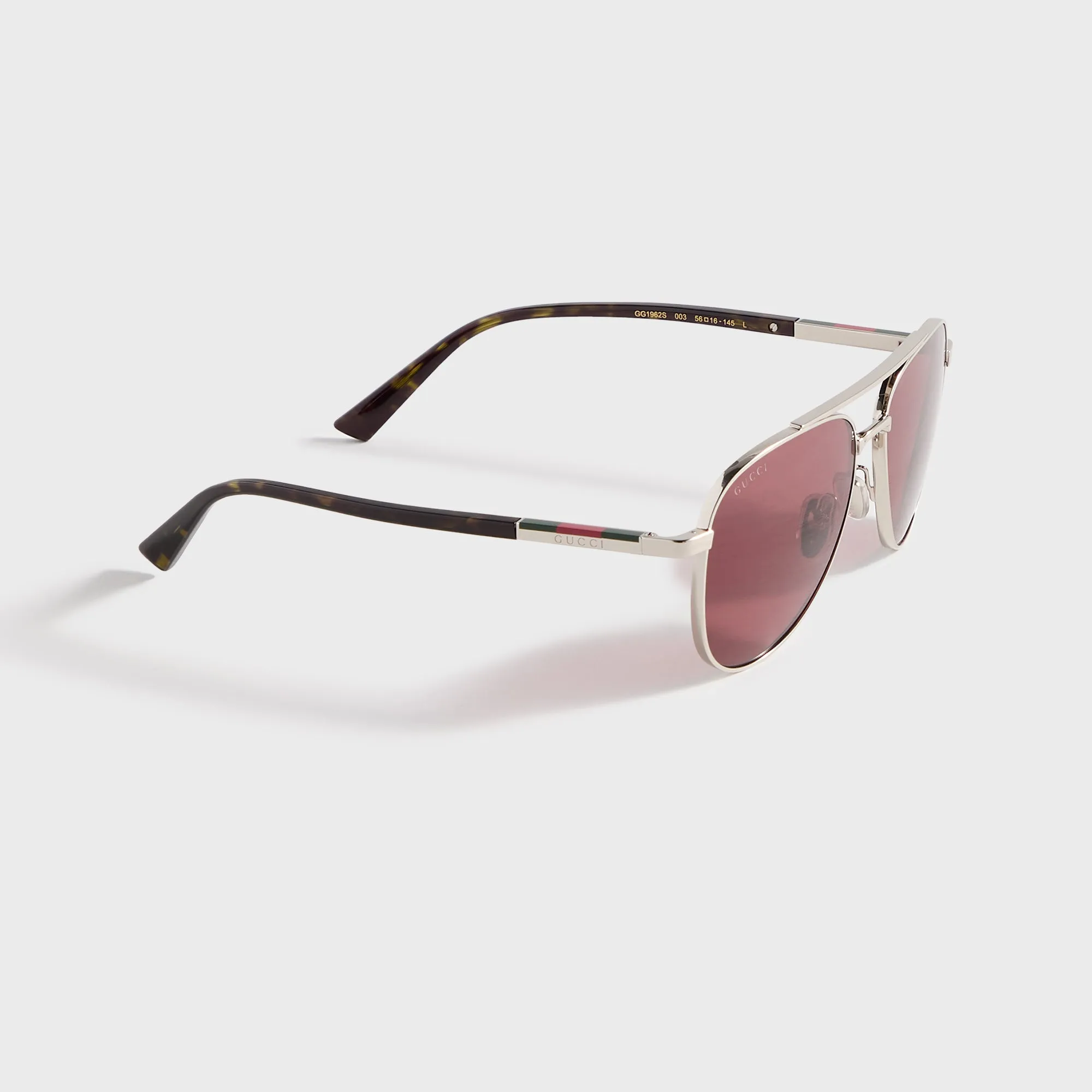 Gucci GG1962S Aviator Frame Sunglasses - Silver / Havana / Red sold by Kith product image thumbnail 3