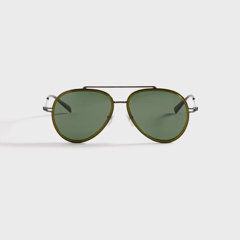 Gucci GG 1981S Aviator Frame Sunglasses - Green / Ruthenium / Green sold by Kith