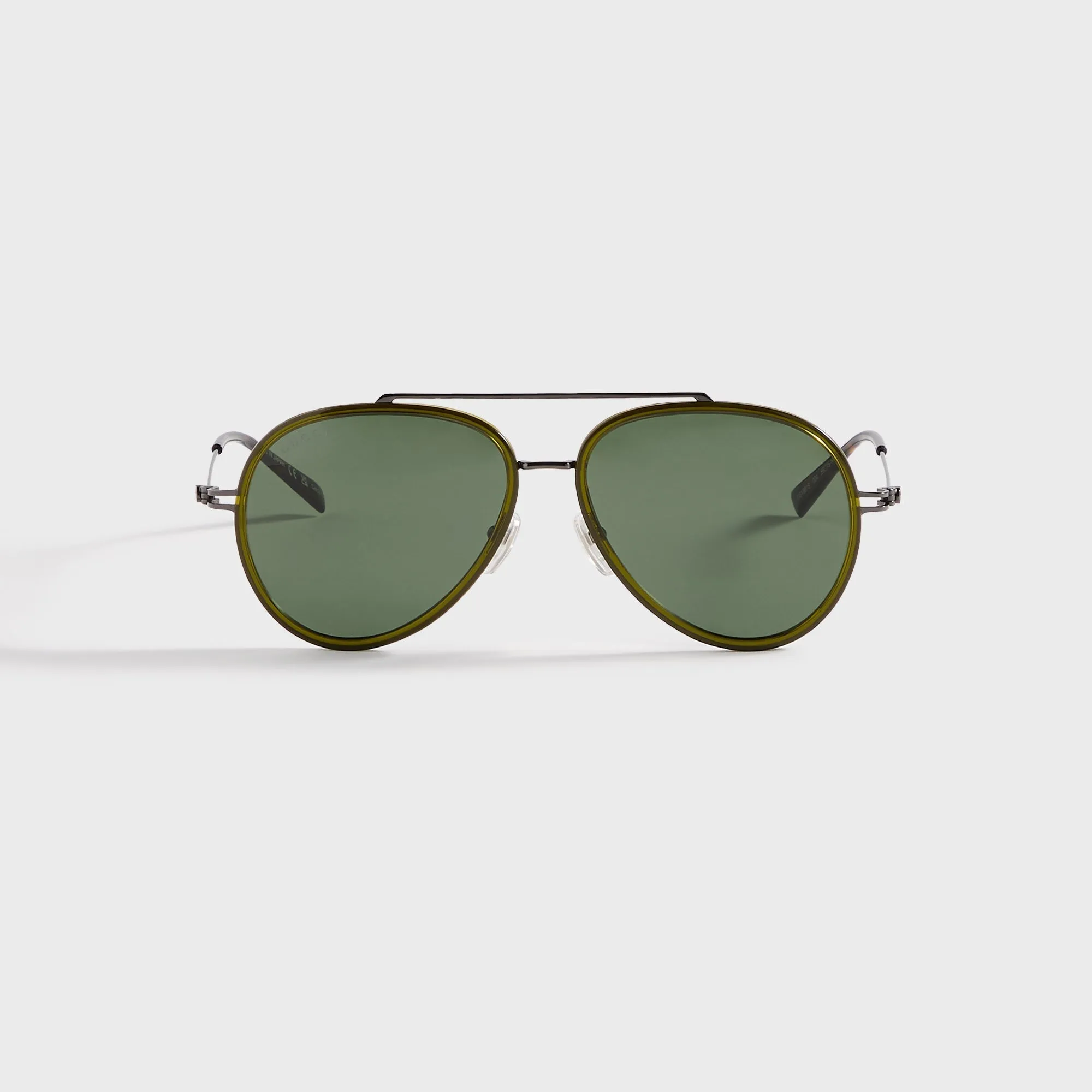 Gucci GG 1981S Aviator Frame Sunglasses - Green / Ruthenium / Green sold by Kith