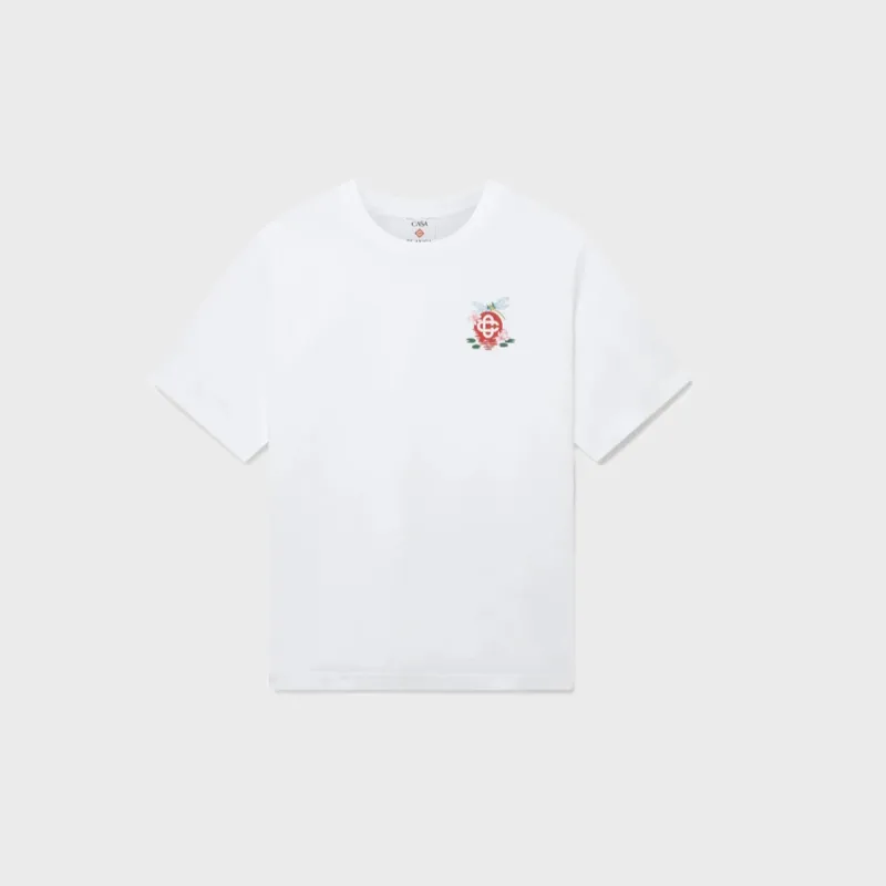 Casablanca Dragonfly Floral Printed Oversized Tee Jersey - White sold by Kith