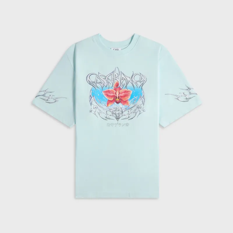 Casablanca Blades Printed Oversized Tee - Pale Blue sold by Kith