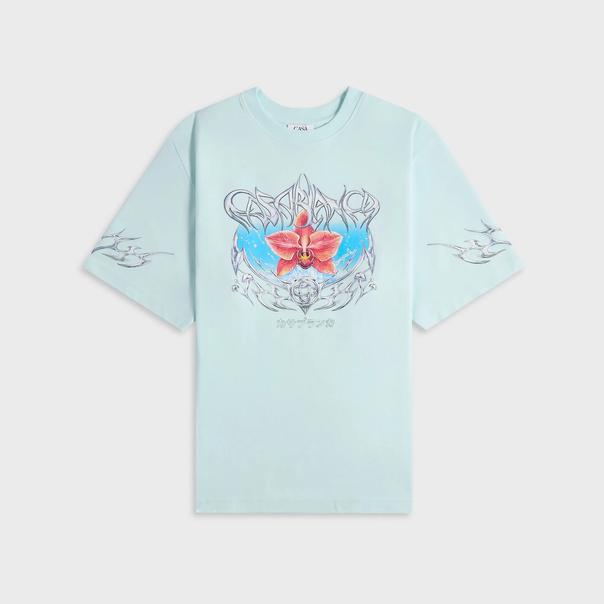 Casablanca Blades Printed Oversized Tee - Pale Blue sold by Kith
