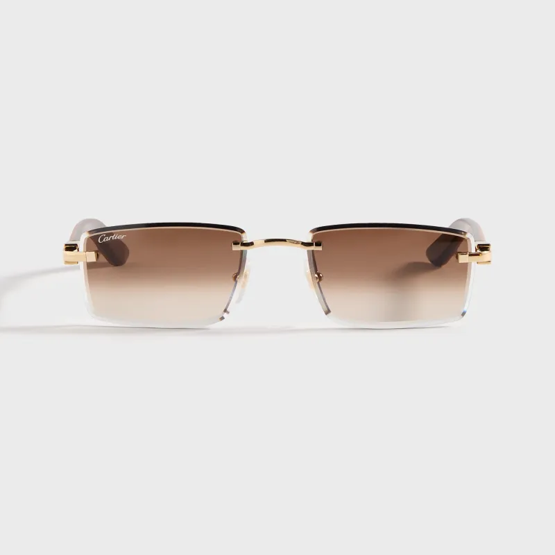 Cartier Square Sunglasses - Gold / Yellow / Brown sold by Kith