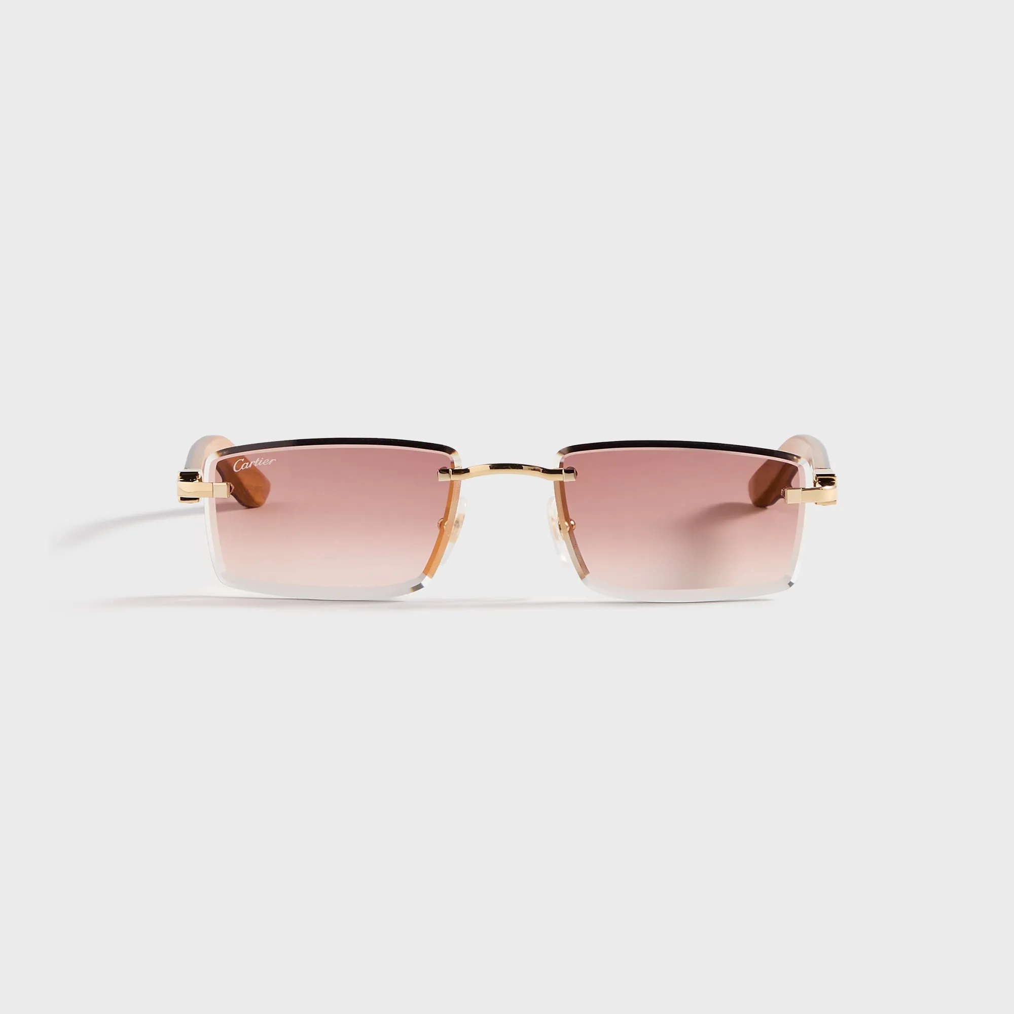 Cartier Rectangle Sunglasses - Gold / Burgundy / Red sold by Kith
