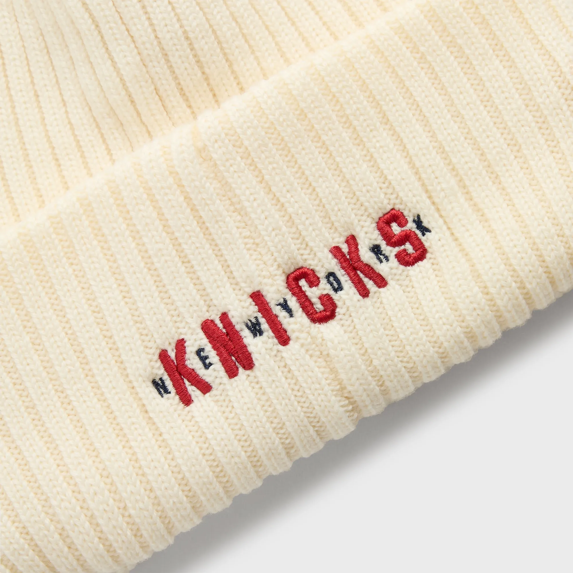 Kith & New Era for the New York Knicks Knit Beanie - Sandrift sold by Kith product image thumbnail 4