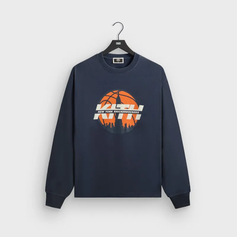 Kith for the New York Knicks Knickerbockers Long Sleeve Quinn Vintage Tee - Nocturnal sold by Kith