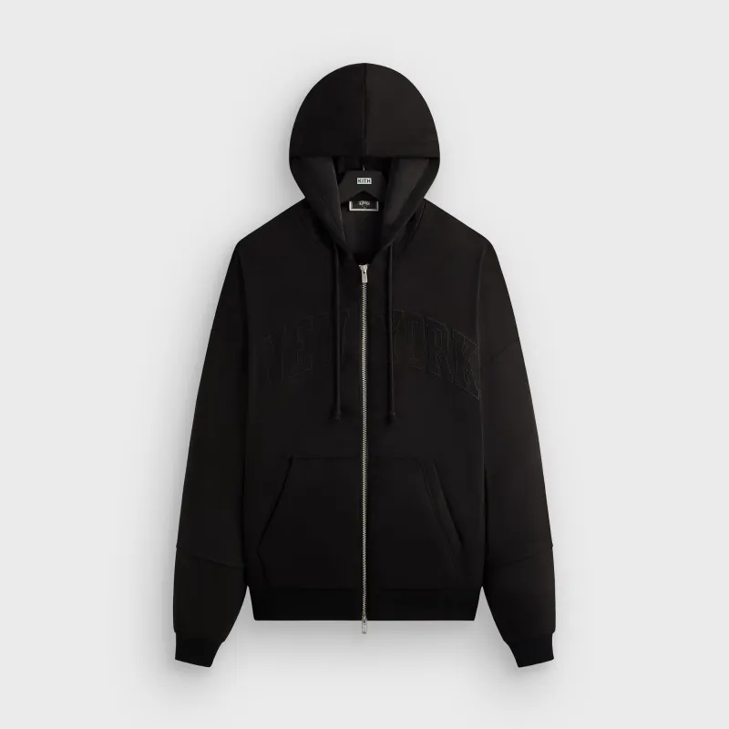 Kith for the New York Knicks Tonal Microsuede Cropped Braxton Hoodie - Black sold by Kith