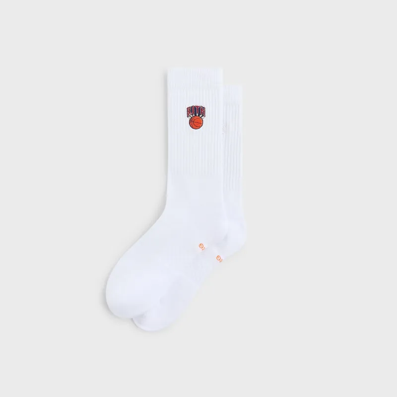 Kith for the New York Knicks Retro Logo Socks - White sold by Kith