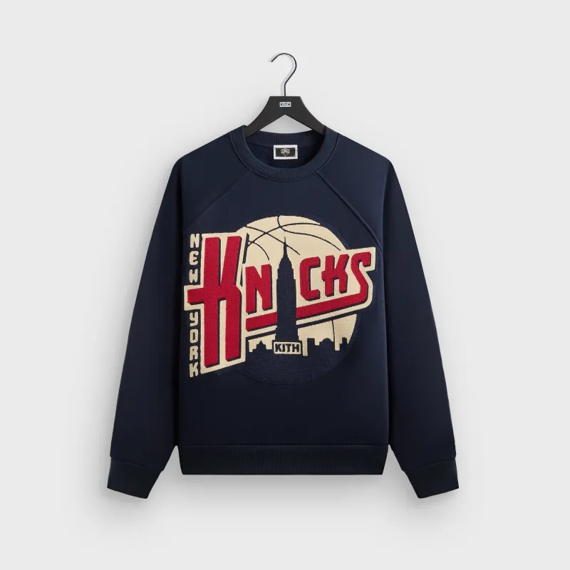 Kith for the New York Knicks Basketball Vintage Nelson Raglan Crewneck - Nocturnal sold by Kith