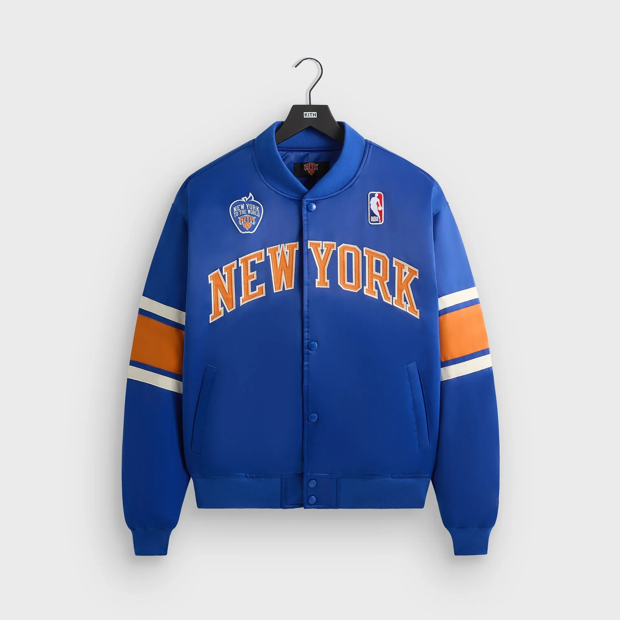 Kith for the New York Knicks Patrick Ewing Classic Satin Bomber Jacket - Current sold by Kith