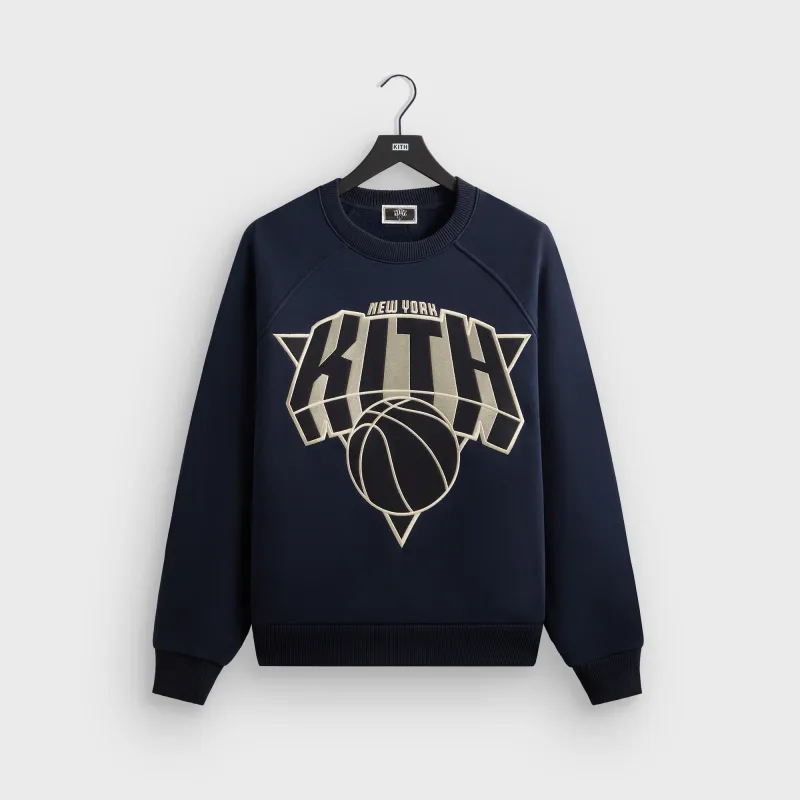 Kith for the New York Knicks Cutoff Nelson Raglan Vintage Crewneck - Nocturnal sold by Kith