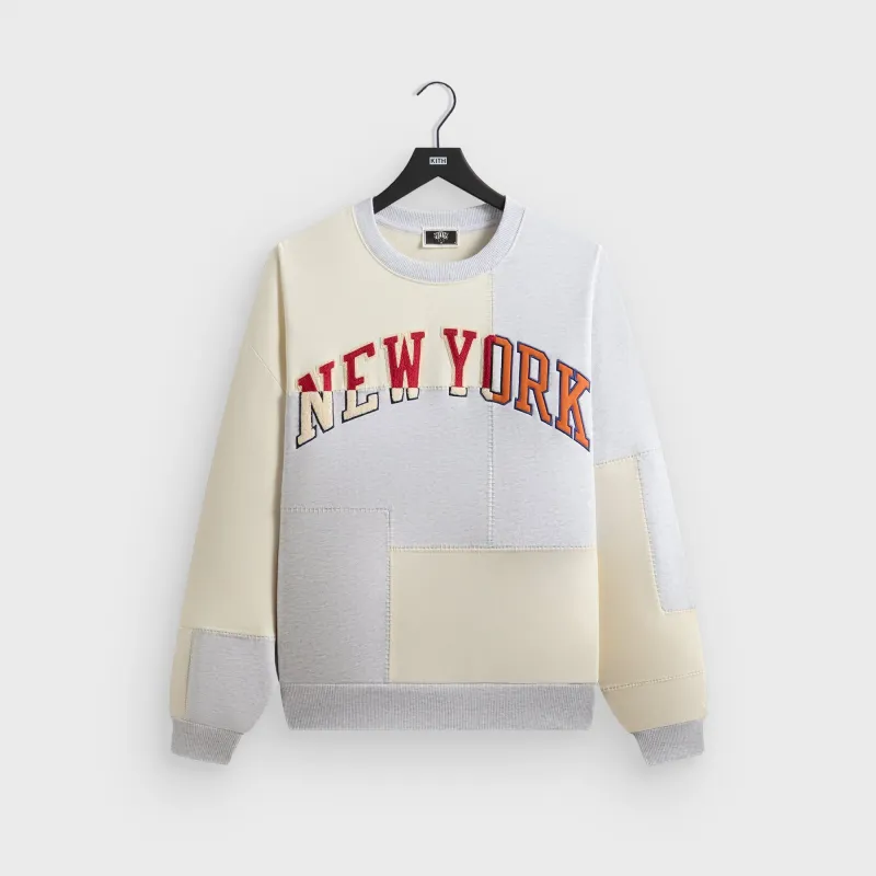 Kith for the New York Knicks Patchwork Fleece Crewneck Sweatshirt - Light Heather Grey sold by Kith