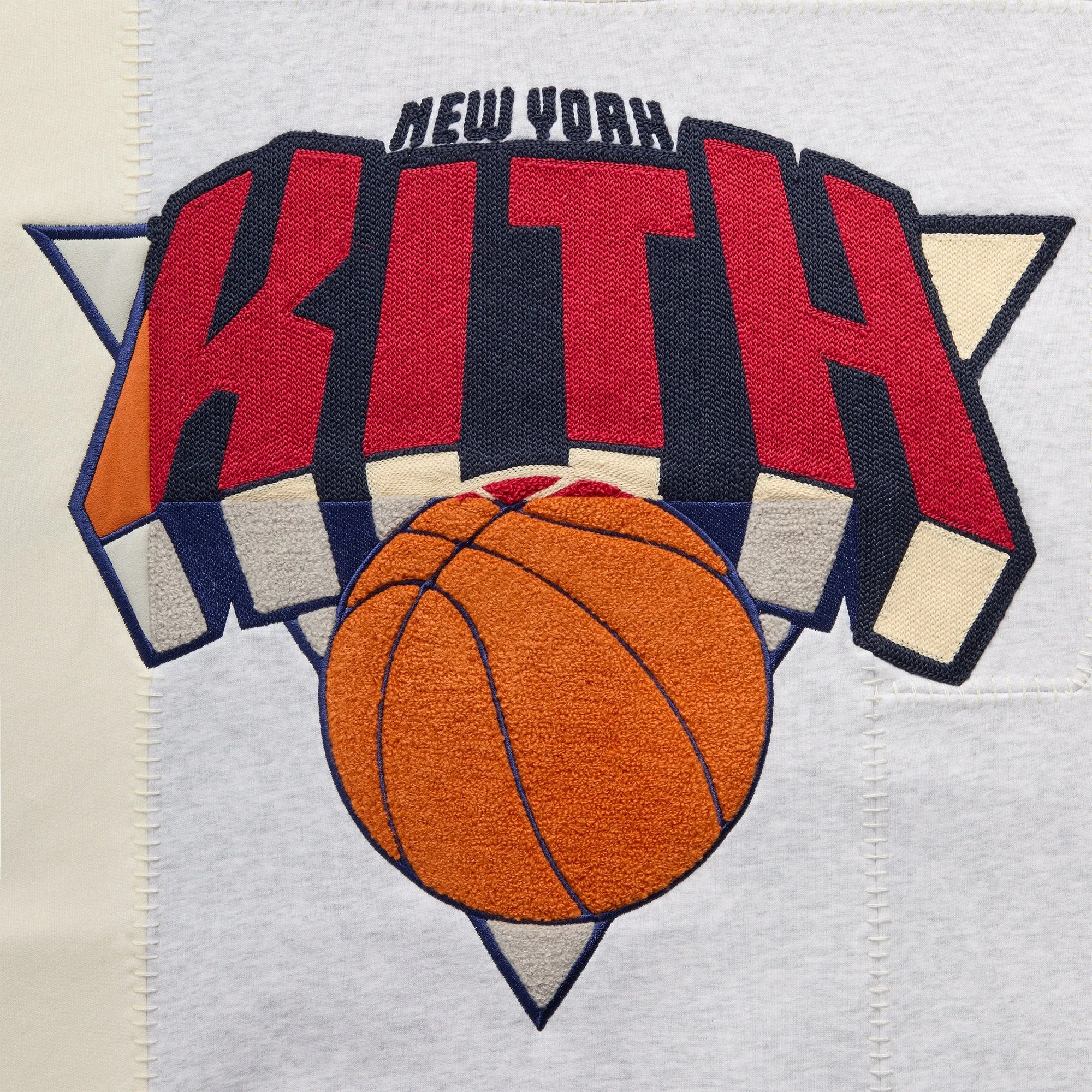Kith for the New York Knicks Patchwork Fleece Crewneck Sweatshirt - Light Heather Grey sold by Kith product image thumbnail 5