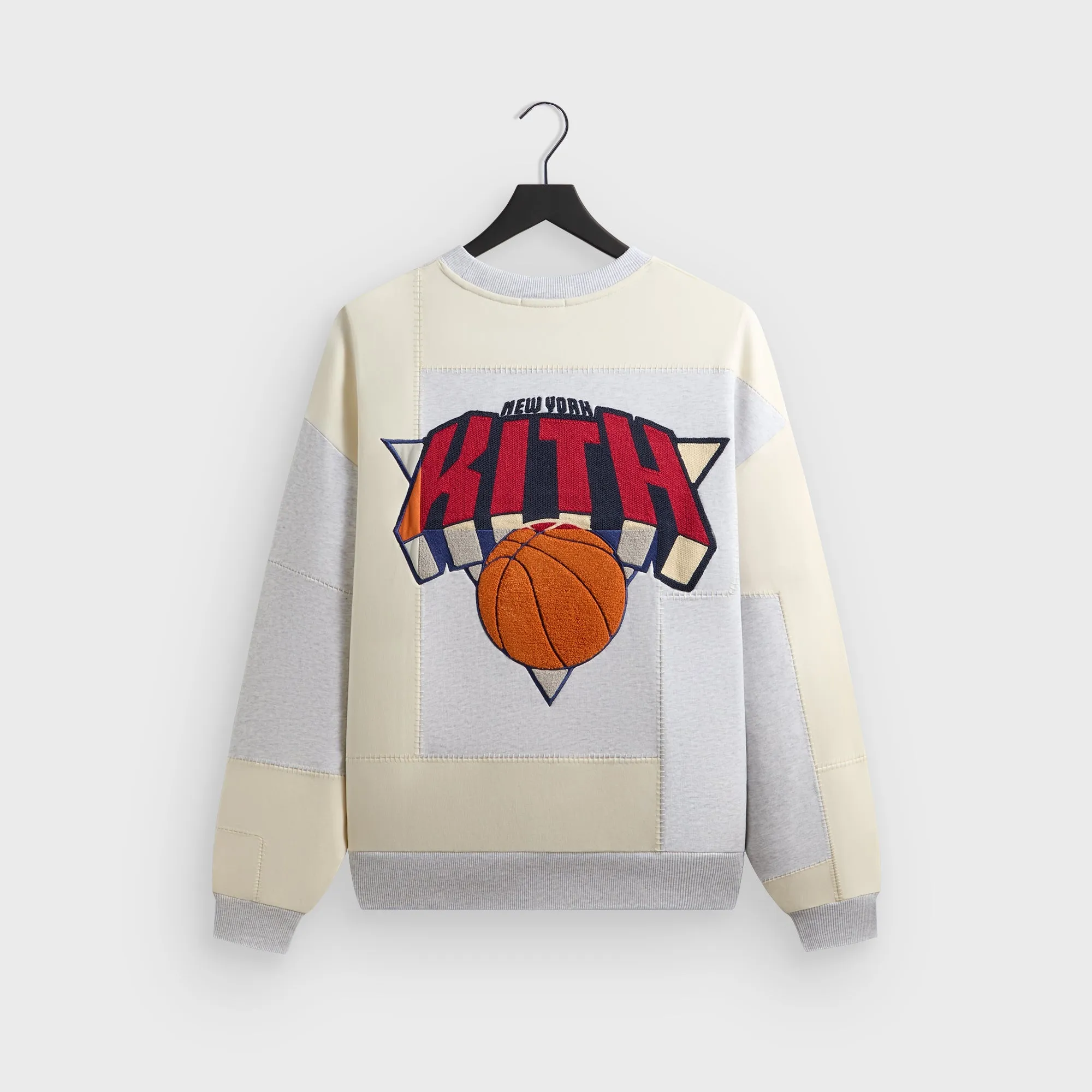 Kith for the New York Knicks Patchwork Fleece Crewneck Sweatshirt - Light Heather Grey sold by Kith product image thumbnail 2