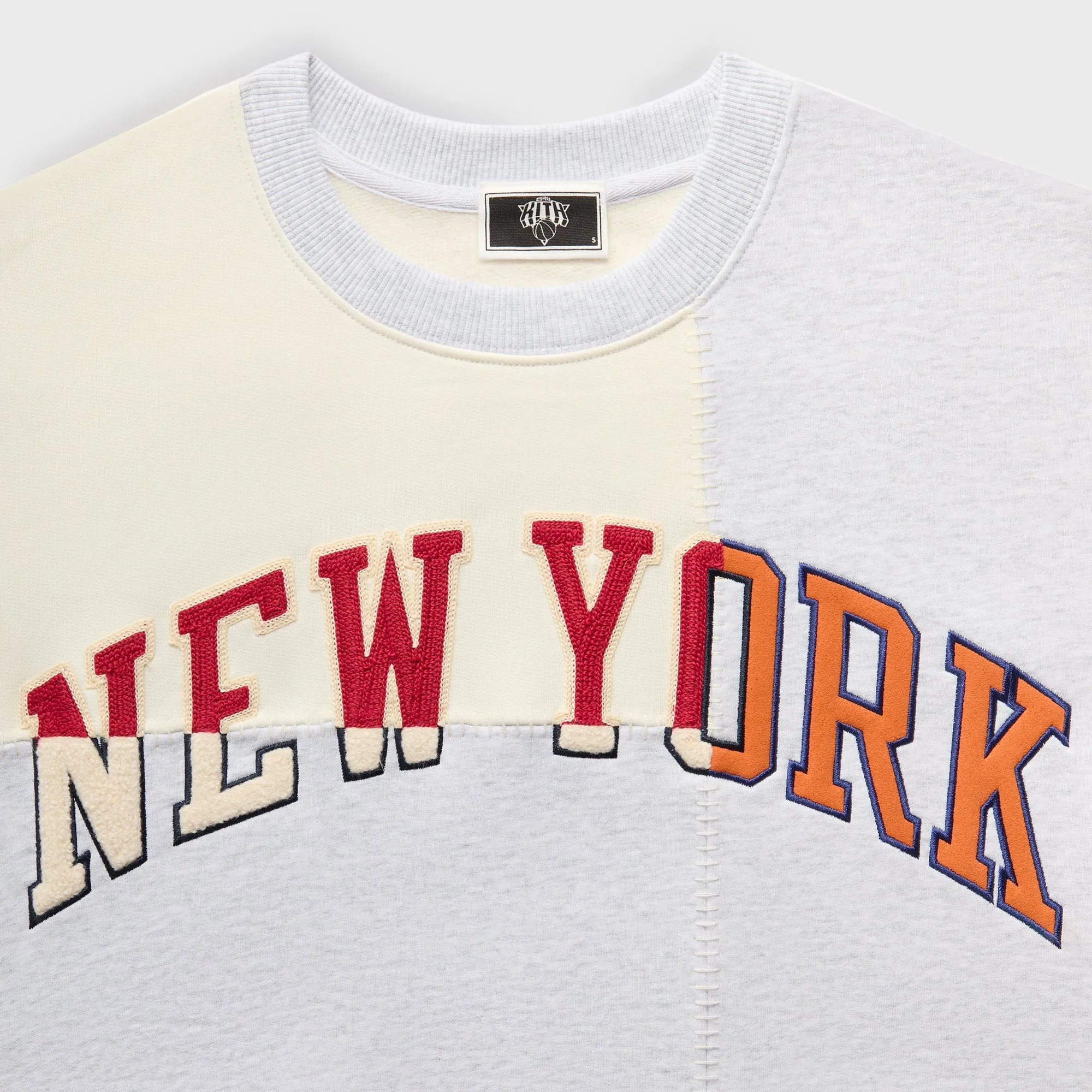 Kith for the New York Knicks Patchwork Fleece Crewneck Sweatshirt - Light Heather Grey sold by Kith product image thumbnail 3