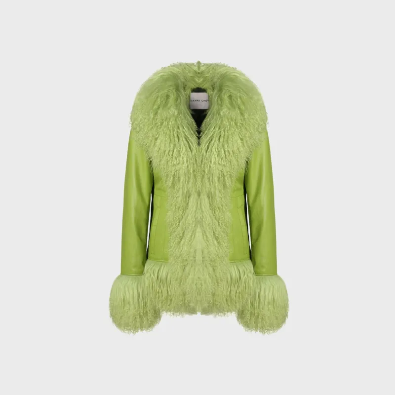 Susanna Chow Dorothy Leather Coat - Chartreuse sold by Kith