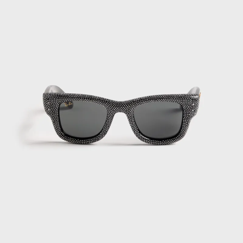 Ray-Ban x A$AP Rocky Wayfarer Puffer - Black / Strass Pave / Dark Grey sold by Kith