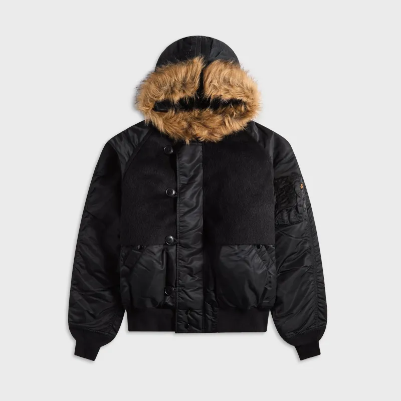 Junya Watanabe MAN Fur Trim Puffer Jacket - Black sold by Kith
