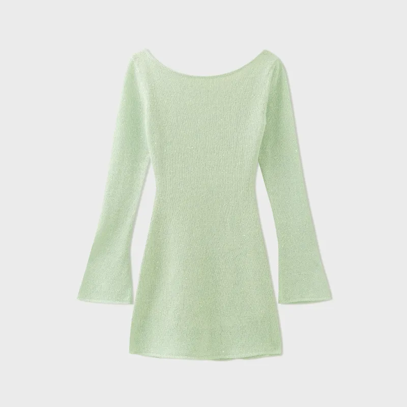 Asta Resort Maya Longsleeve Mini Dress - Sage Sequin sold by Kith