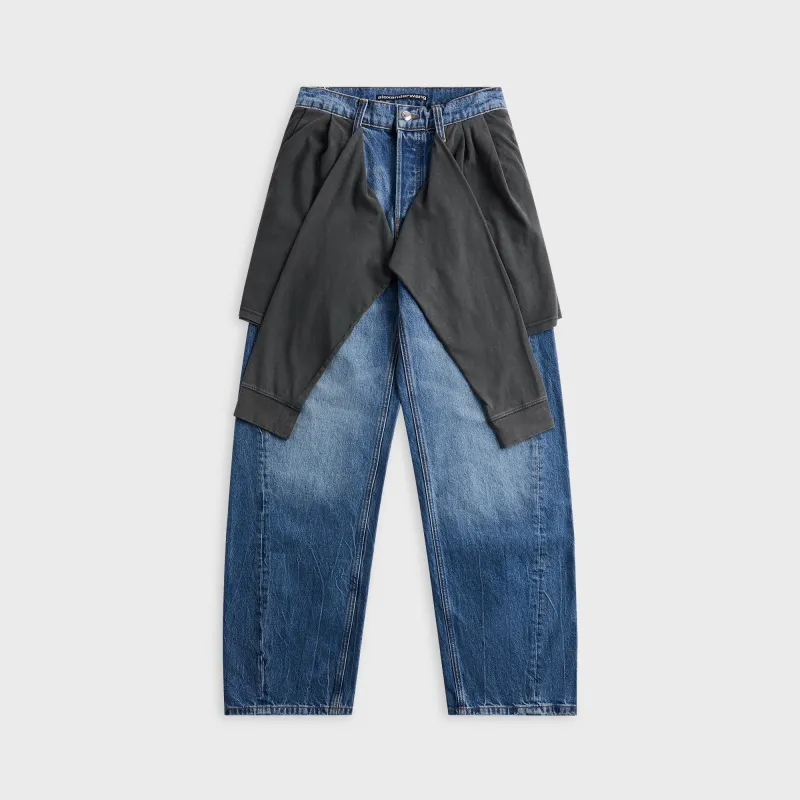 Alexander Wang Pre-Styled Slouchy Jean with Tied Tee - Vintage Marbled Blue sold by Kith