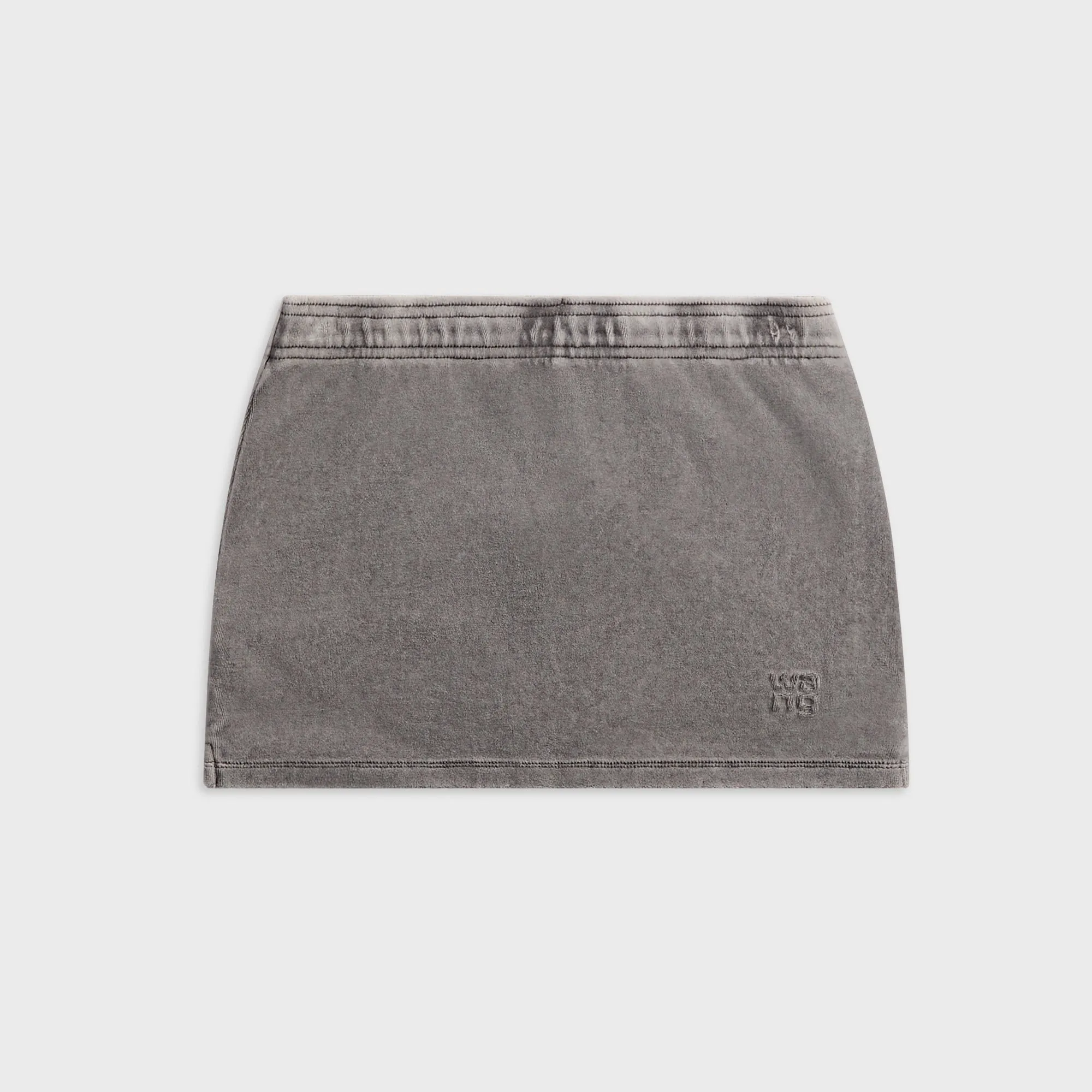 Alexander Wang Mid Rise Mini Skort With Embossed Logo - Washed Alloy sold by Kith