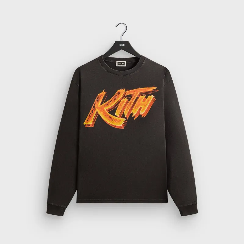 Capcom | Kith Street Fighter Flame Vintage Long Sleeve Tee - Black sold by Kith
