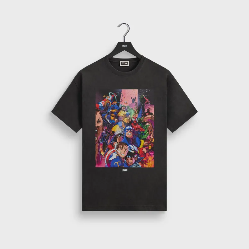 Marvel vs. Capcom | Kith Heroes vs. Street Fighter Vintage Tee - Black sold by Kith