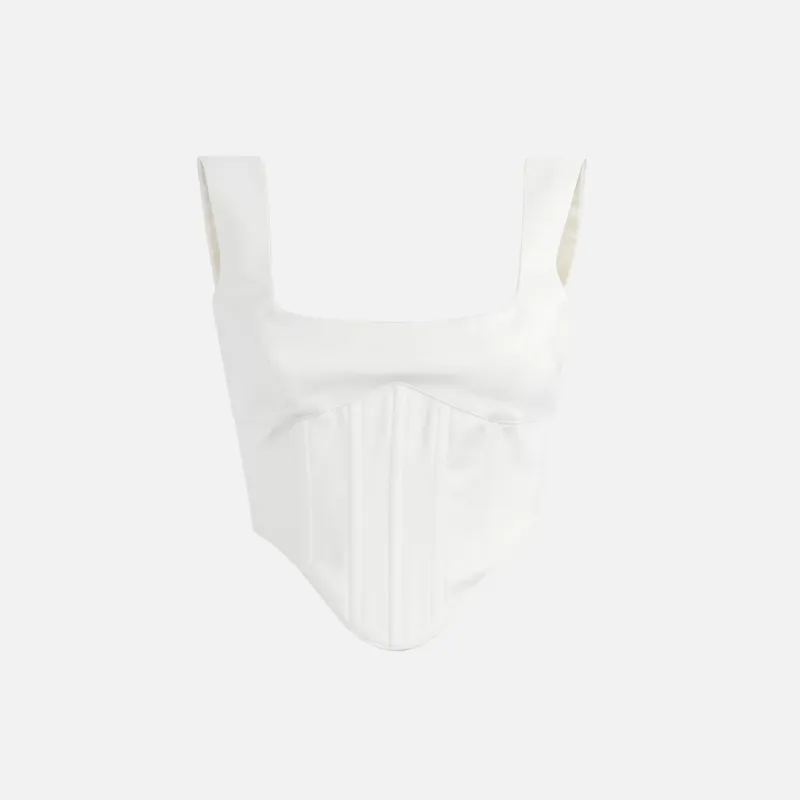GUIZIO Satin Lace Up Bustier - White sold by Kith