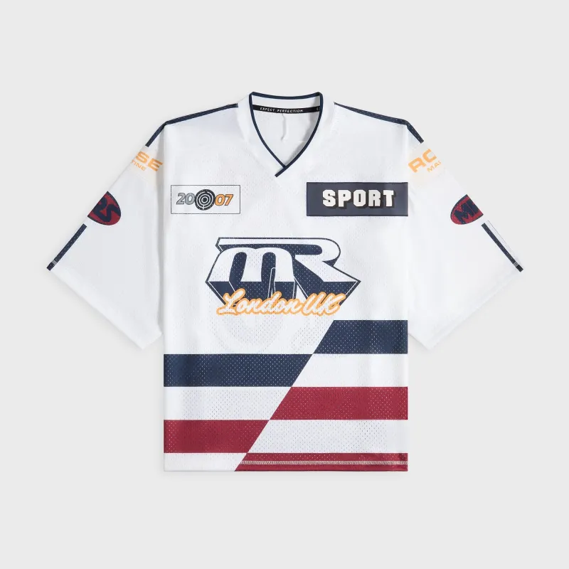 Martine Rose Oversized Hockey Top - White / Navy sold by Kith