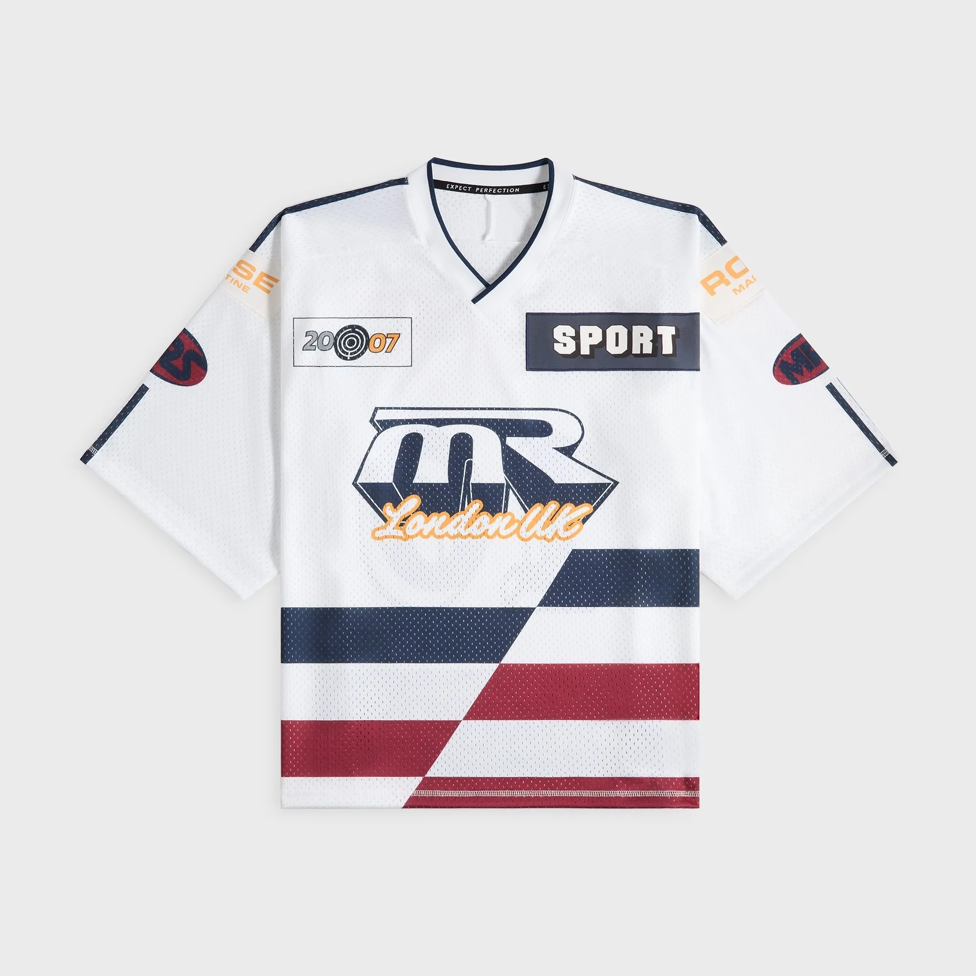 Martine Rose Oversized Hockey Top - White / Navy sold by Kith