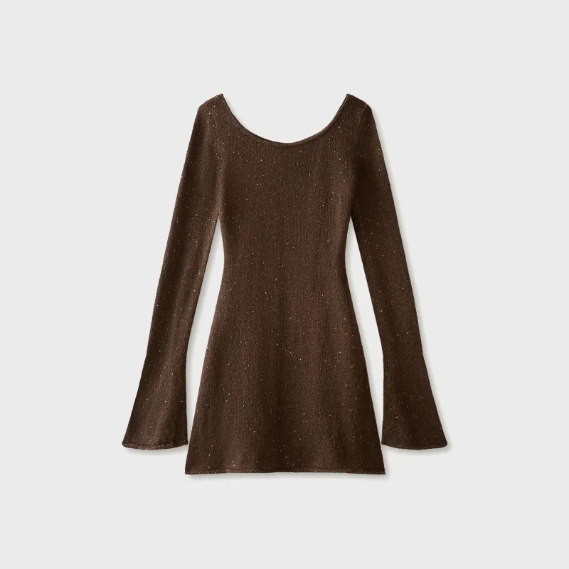 Asta Resort Maya Longsleeve Mini Dress - Dark Chocolate Sequin sold by Kith