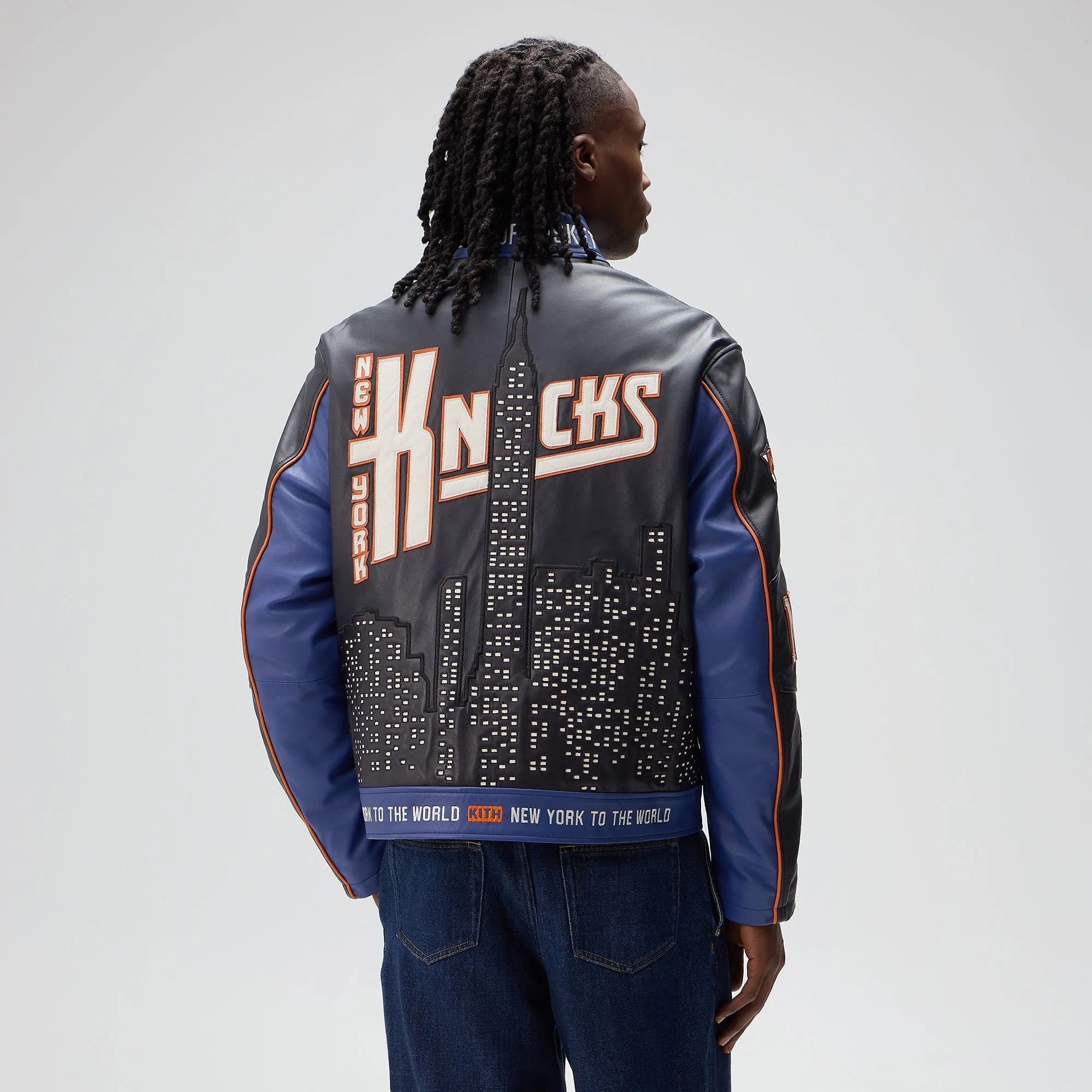 Kith for the New York Knicks Leather Moto Jacket - Nocturnal sold by Kith product image thumbnail 3