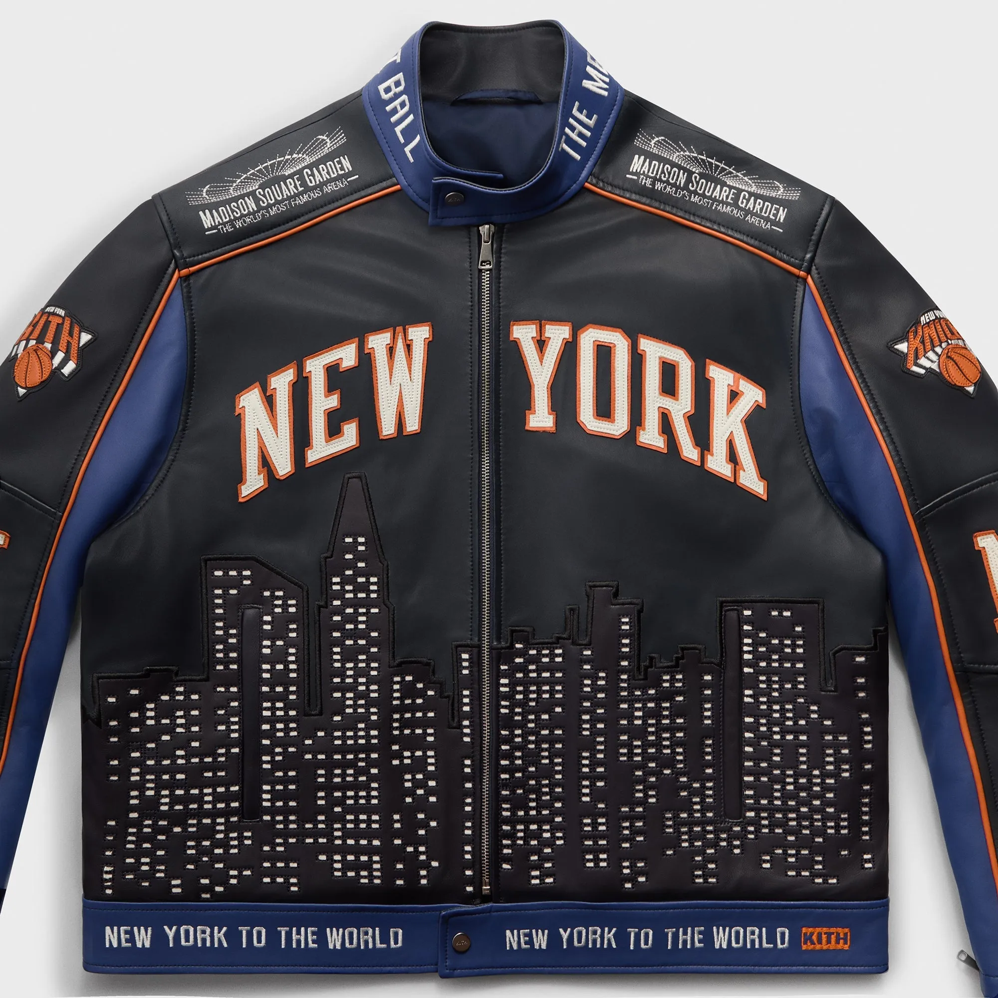 Kith for the New York Knicks Leather Moto Jacket - Nocturnal sold by Kith product image thumbnail 5