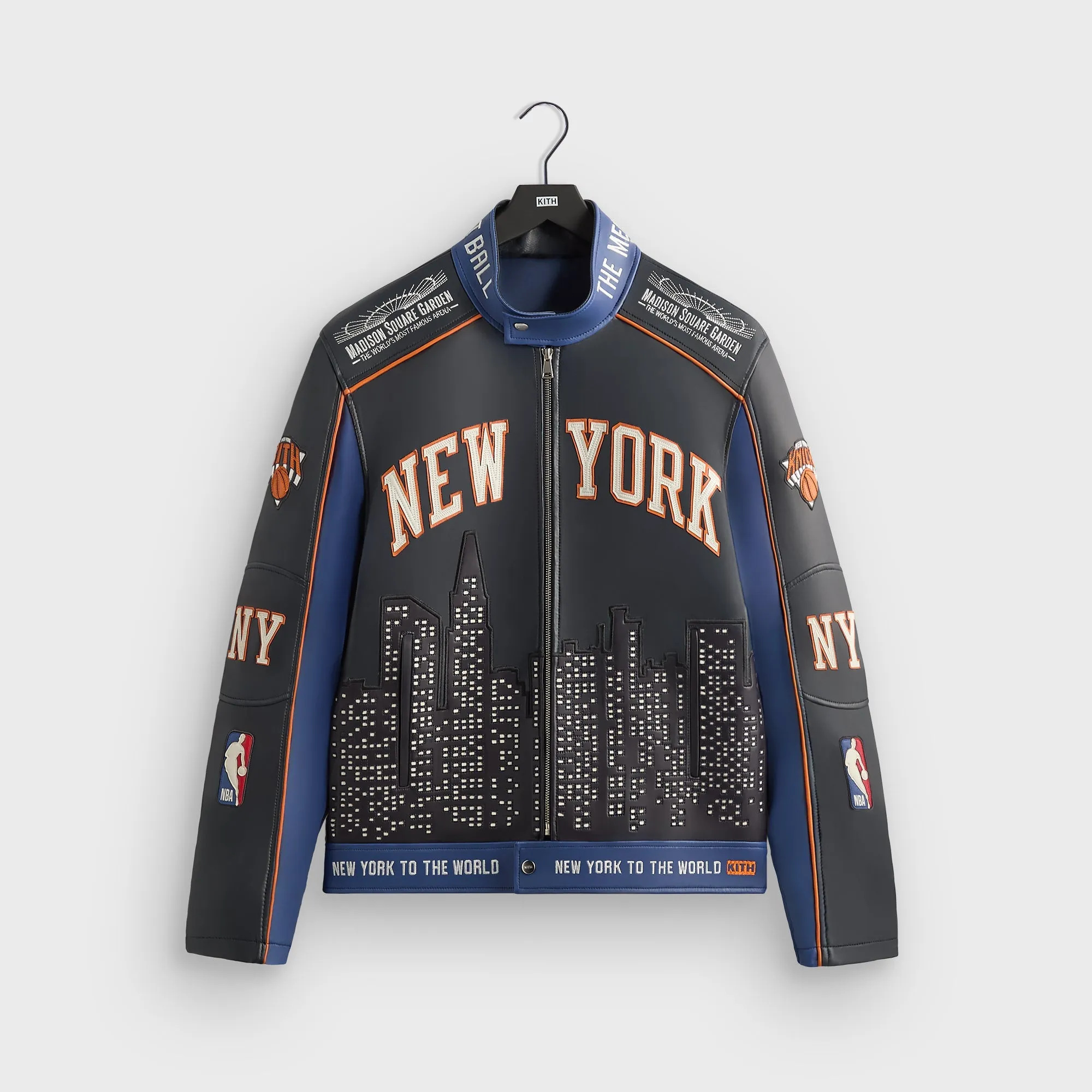 Kith for the New York Knicks Leather Moto Jacket - Nocturnal sold by Kith
