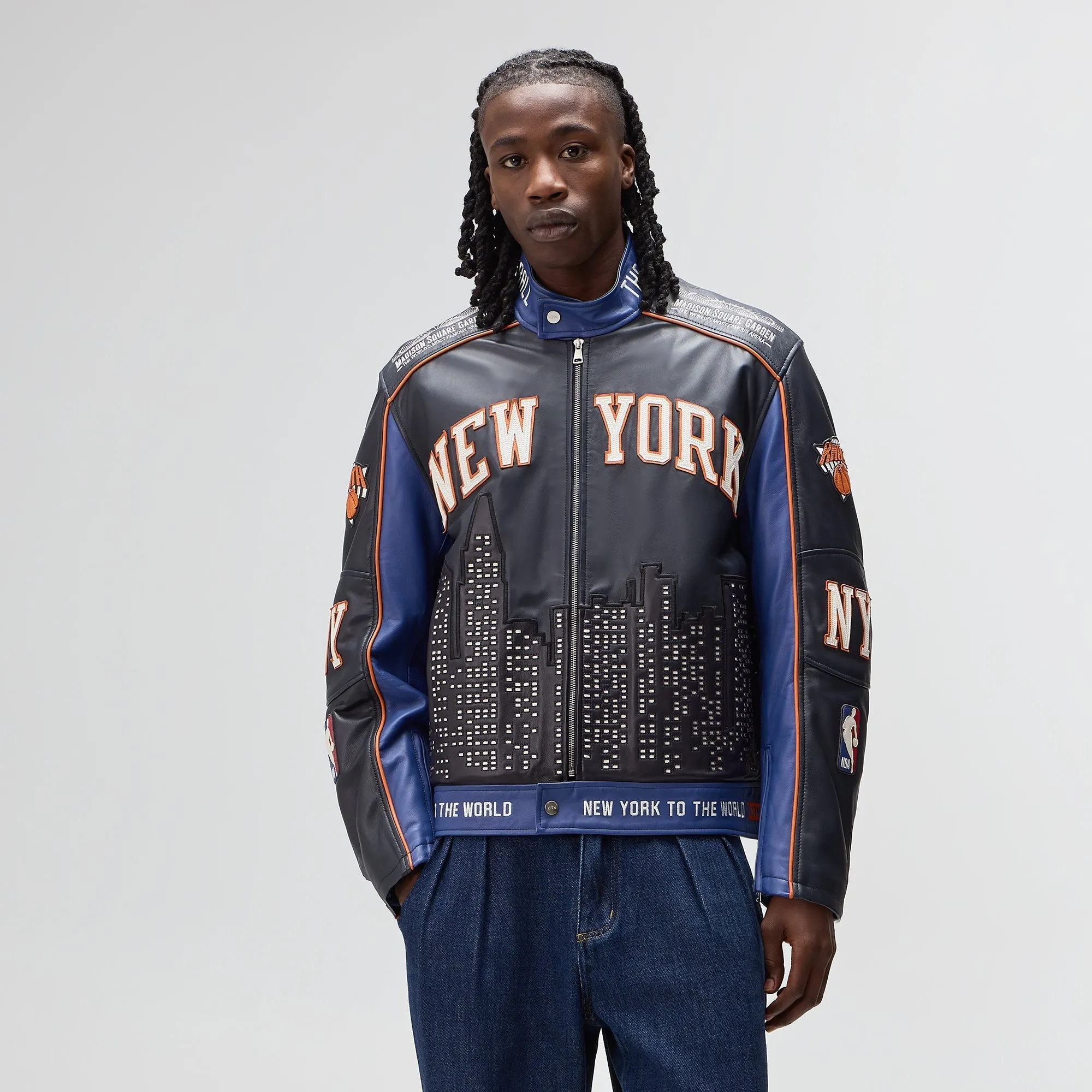 Kith for the New York Knicks Leather Moto Jacket - Nocturnal sold by Kith product image thumbnail 2