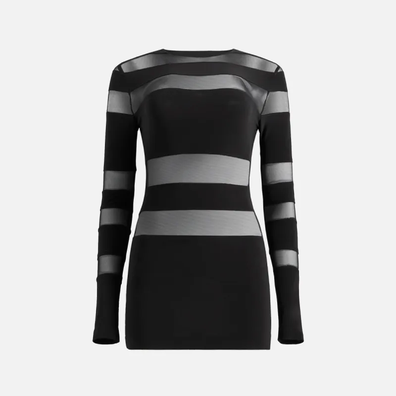 Norma Kamali Spliced Long Sleeve Pickleball Dress - Black sold by Kith
