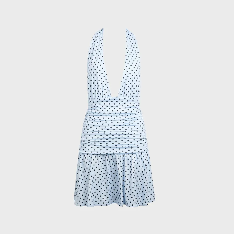 Miaou Natalia Dress - Blue Small Dot sold by Kith