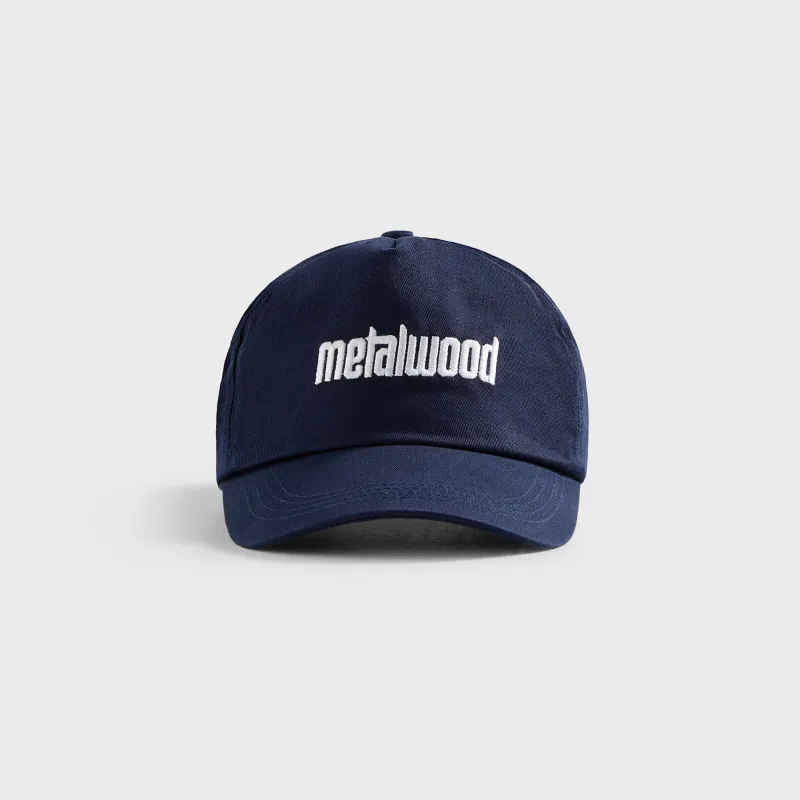Metalwood Metal Logo 5 Panel Cap - Navy sold by Kith