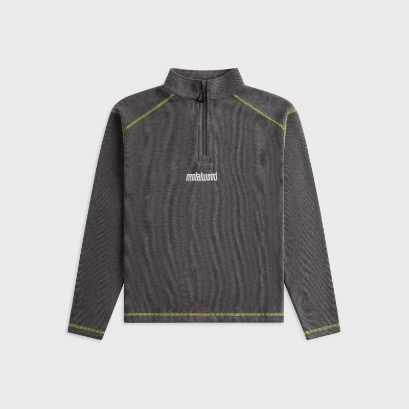 Metalwood Contrast Stitch Quarter Zip Pullover - Charcoal made by Metalwood Studios