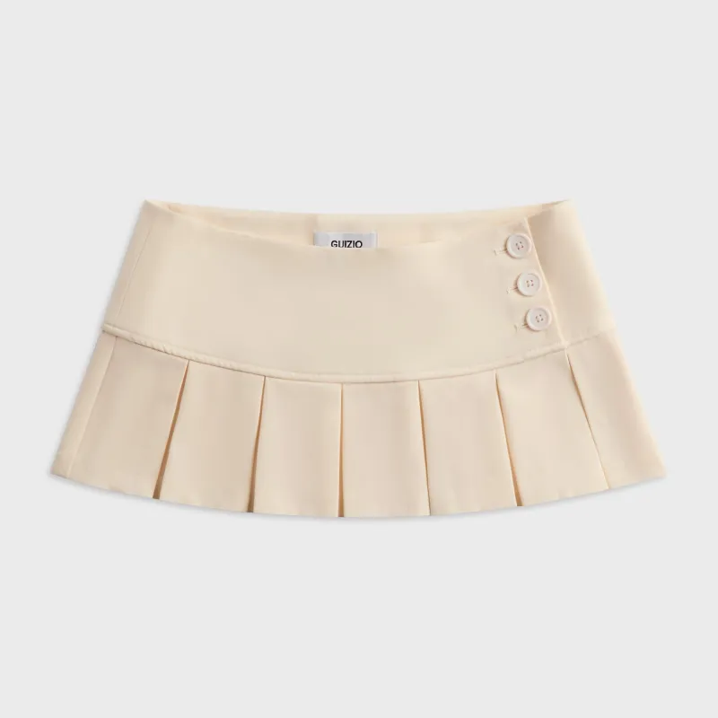 GUIZIO Pleated Micro Mini Skirt - Ivory sold by Kith