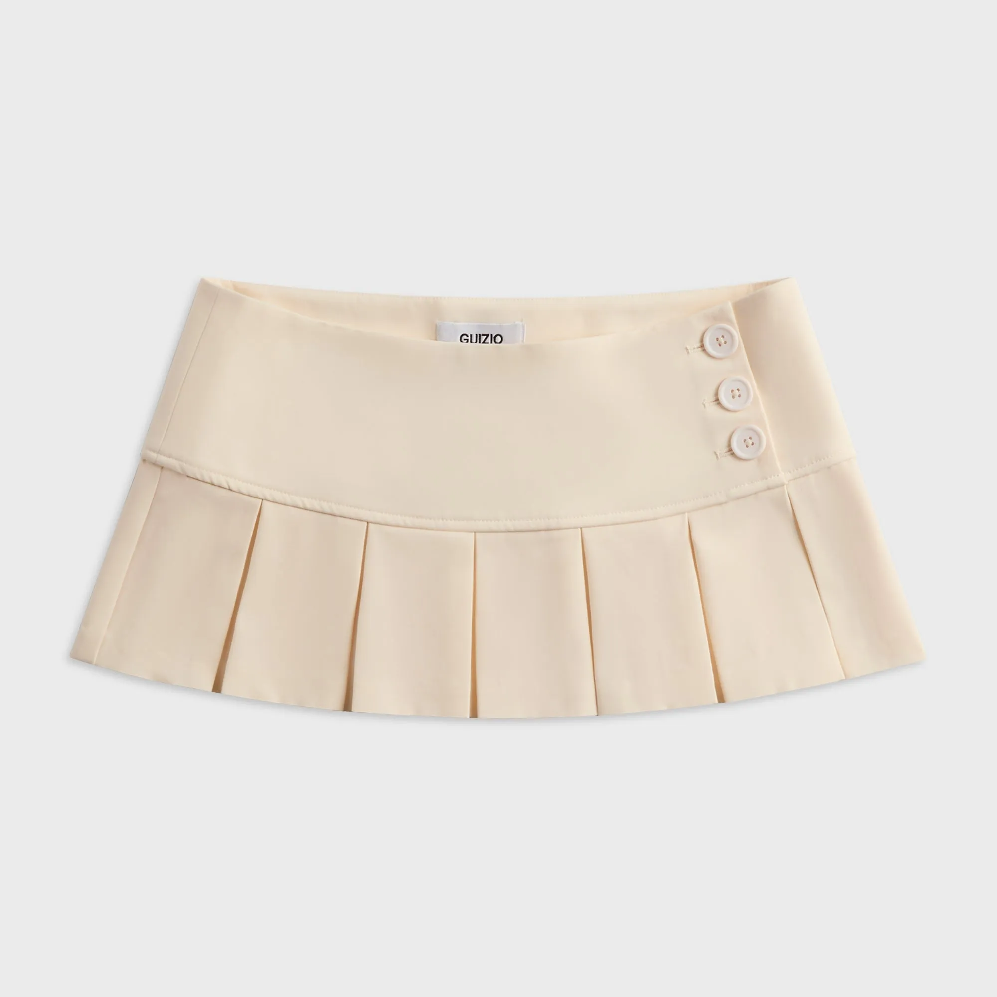 GUIZIO Pleated Micro Mini Skirt - Ivory sold by Kith
