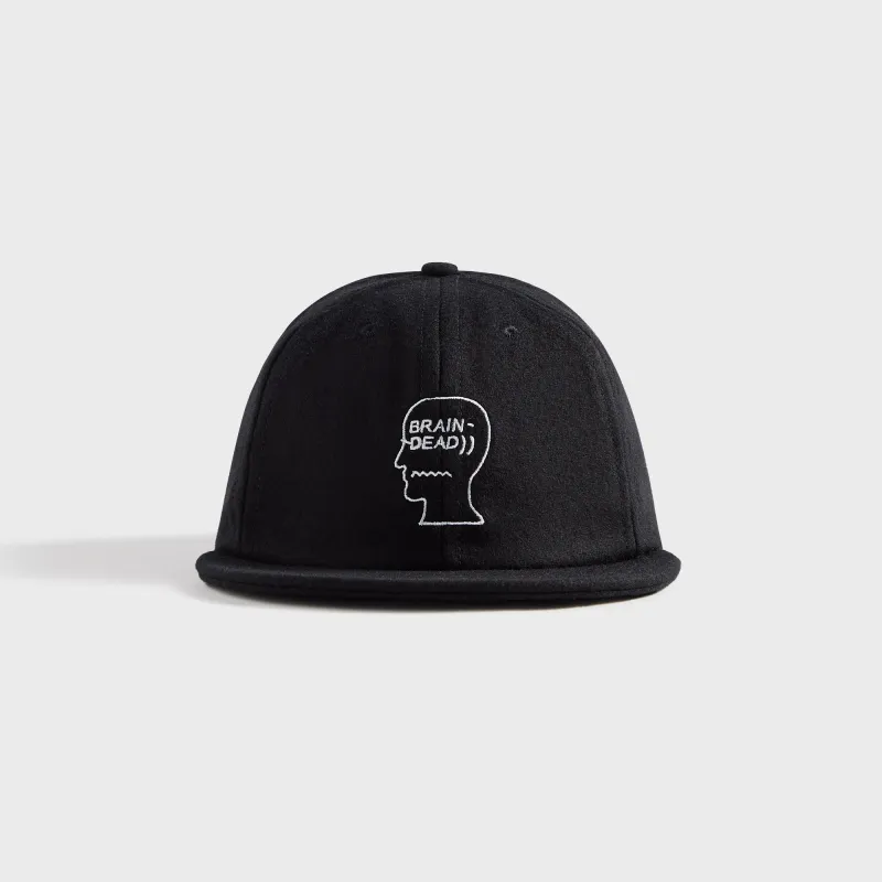 Brain Dead Flannel Logo Head Six Panel Cap - Black made by Brain Dead