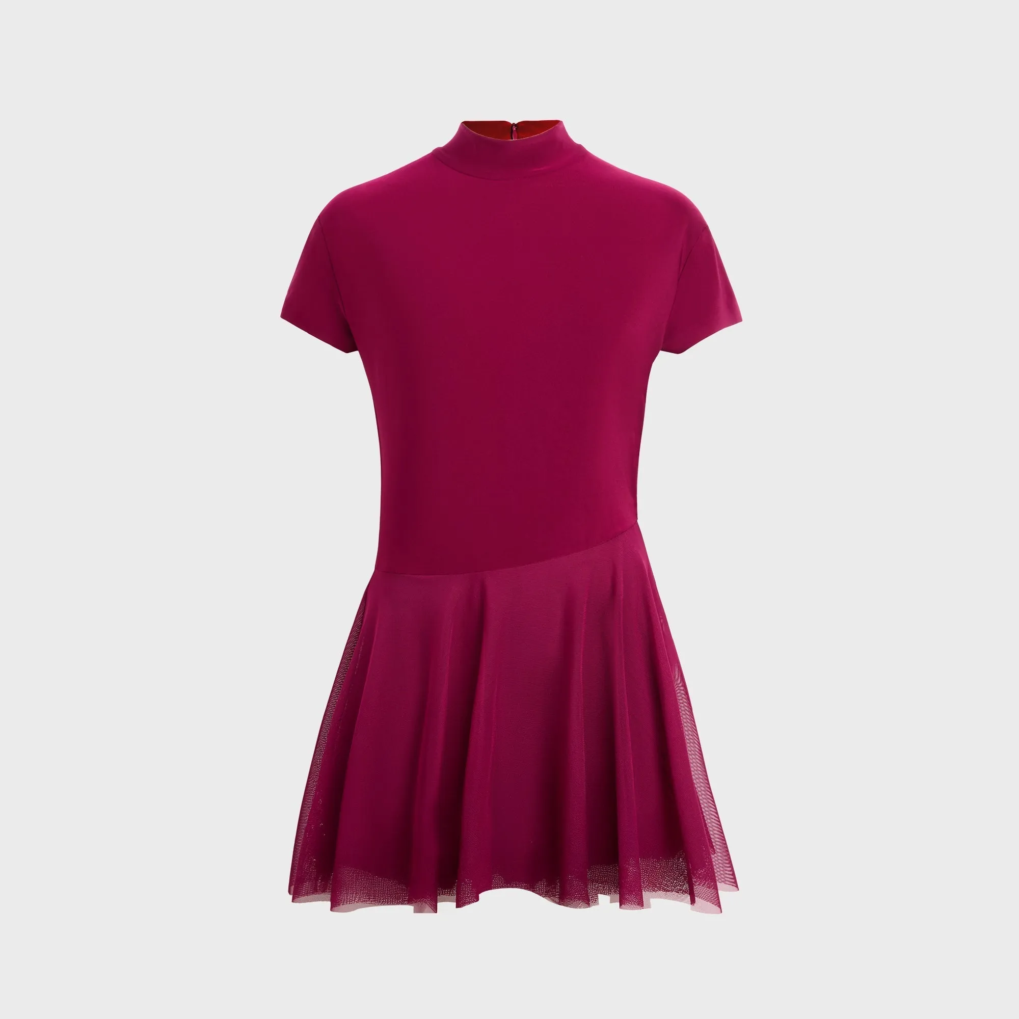 Norma Kamali Mock Neck Cap Sleeve Flared Pickleball Dress - Plum sold by Kith